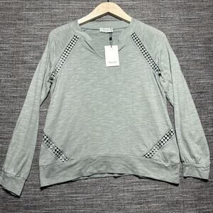 Short Story San Francisco Sojourn Women's SP Green Pullover Split Crochet Lace